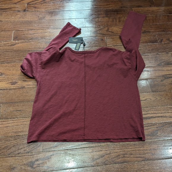 BNWT Rag and Bone The Cropped Longsleeve Tee in Black Cherry - size Med - Picture 4 of 12